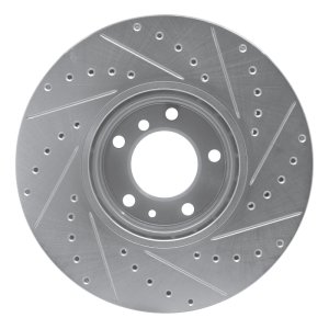 BMW 850CI Brake Rotor (1) - Front Left - R1 Concepts - Drilled & Slotted - Silver - `91-`01